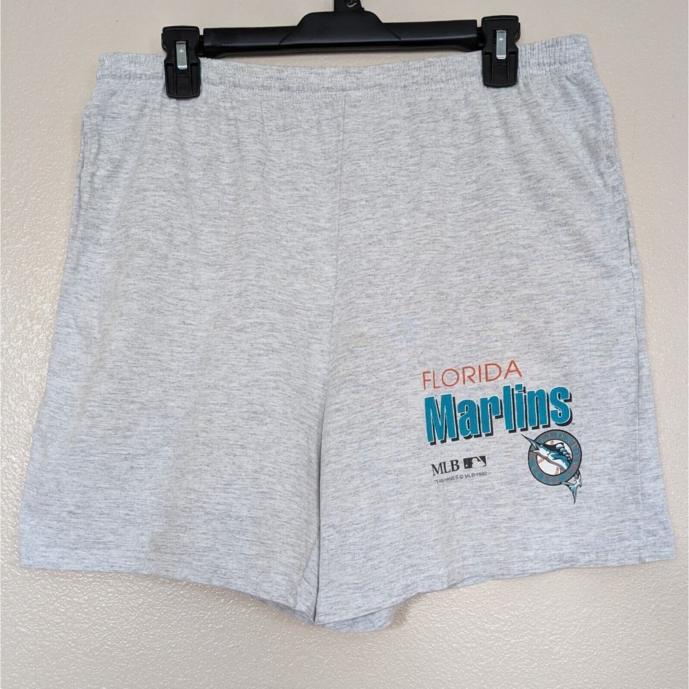 Florida Marlins Sweat Shorts Men's Large Gray Drawstring Team Hanes MLB 1992